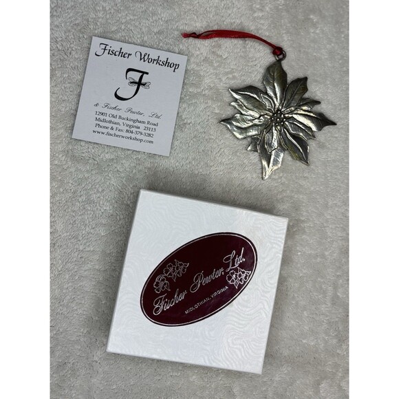 Fischer Pewter Poinsettia Ornament Richmond Va Christmas Tree Ornament Holiday - Picture 1 of 5